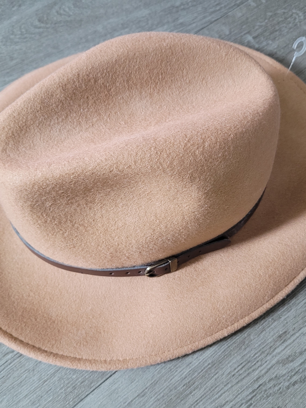 Men's Tan Wool Felt Fedora with Brown Leather Band